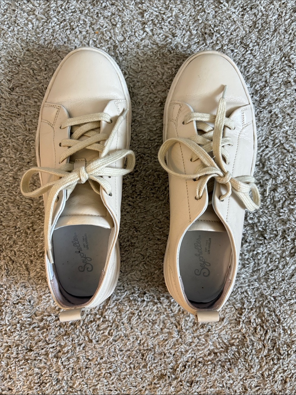 Seychelles Women's Ivory Leather Lace-Up Sneakers